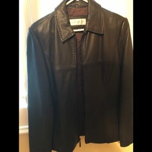 Jones New York brown leather jacket